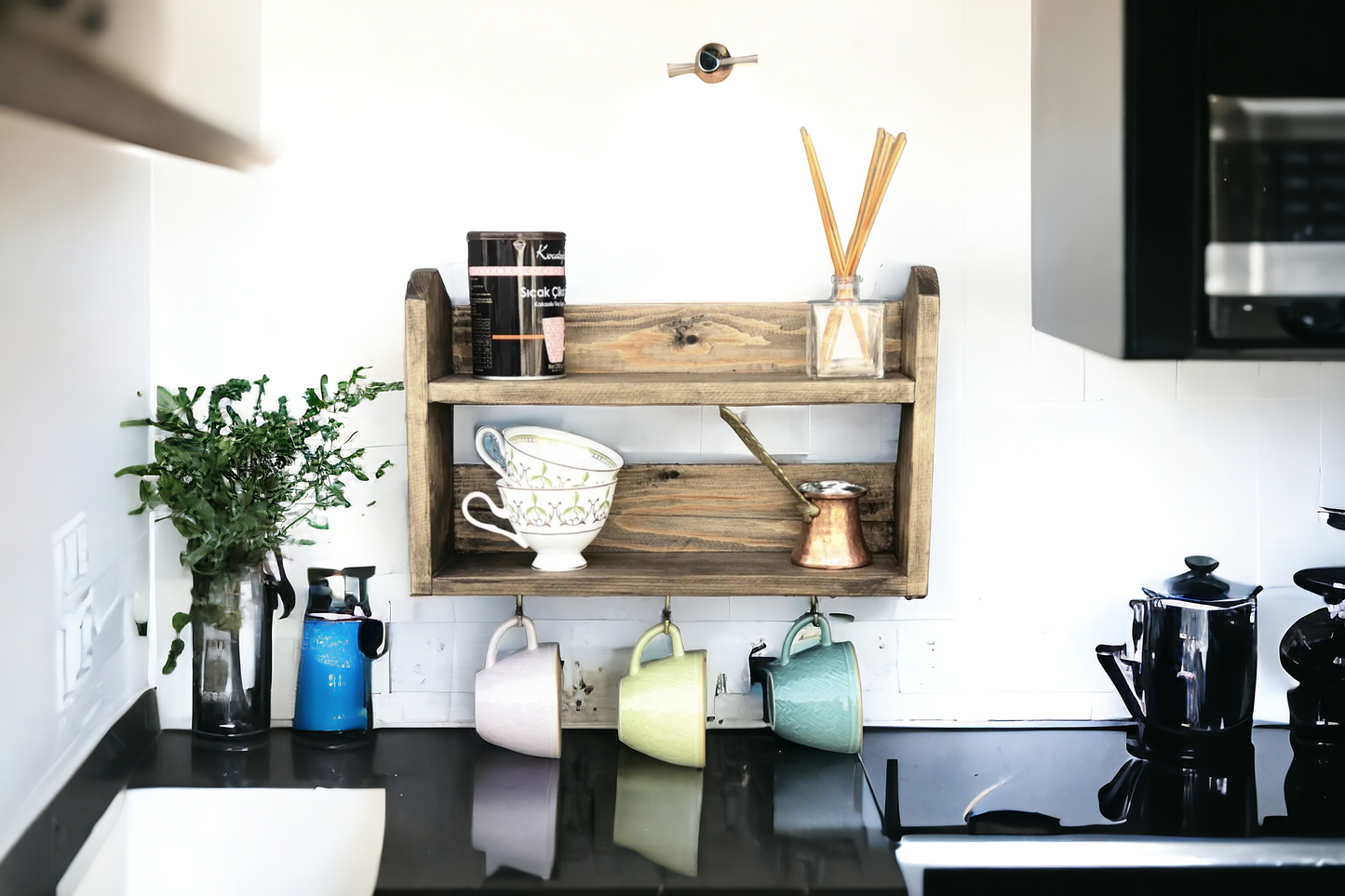 Reclaimed wood rustic shelf storage unit, Kitchen storage