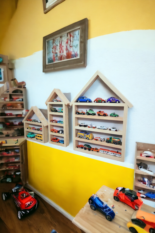 Toy Car Storage, Wooden Display Wall Shelf, Garage, Wall Shelving Unit