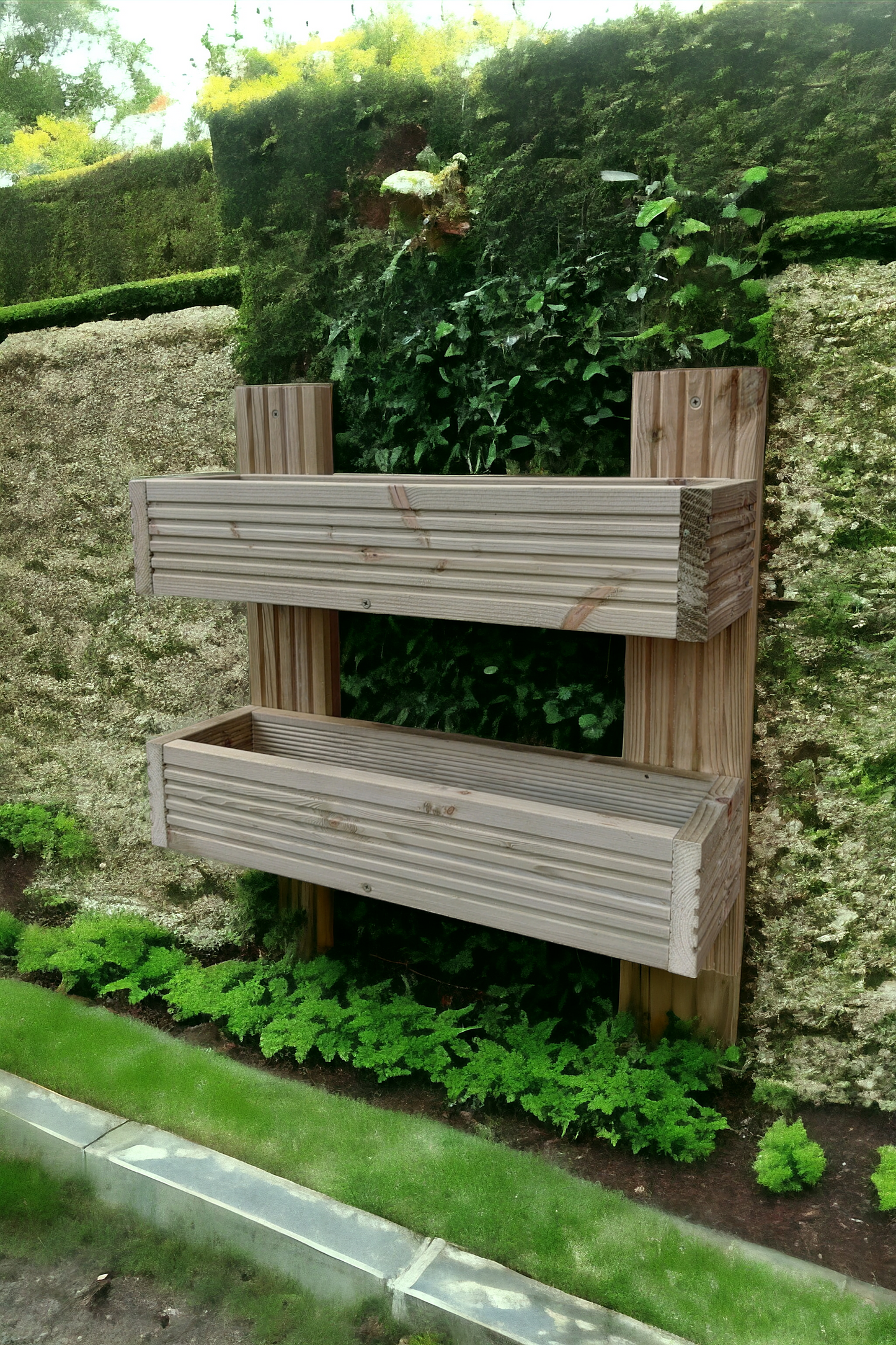 60 cm wide Vertical tiered wooden garden planter, Outdoor Herb Flower Planter,