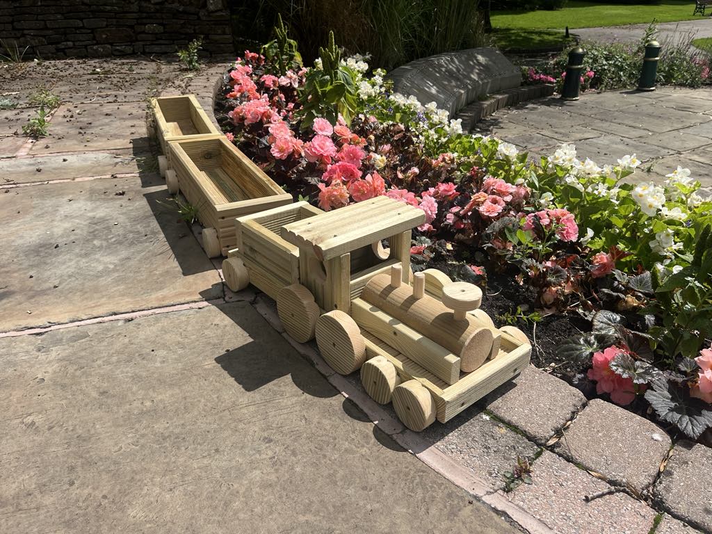 Wooden Train Planter Garden Decoration