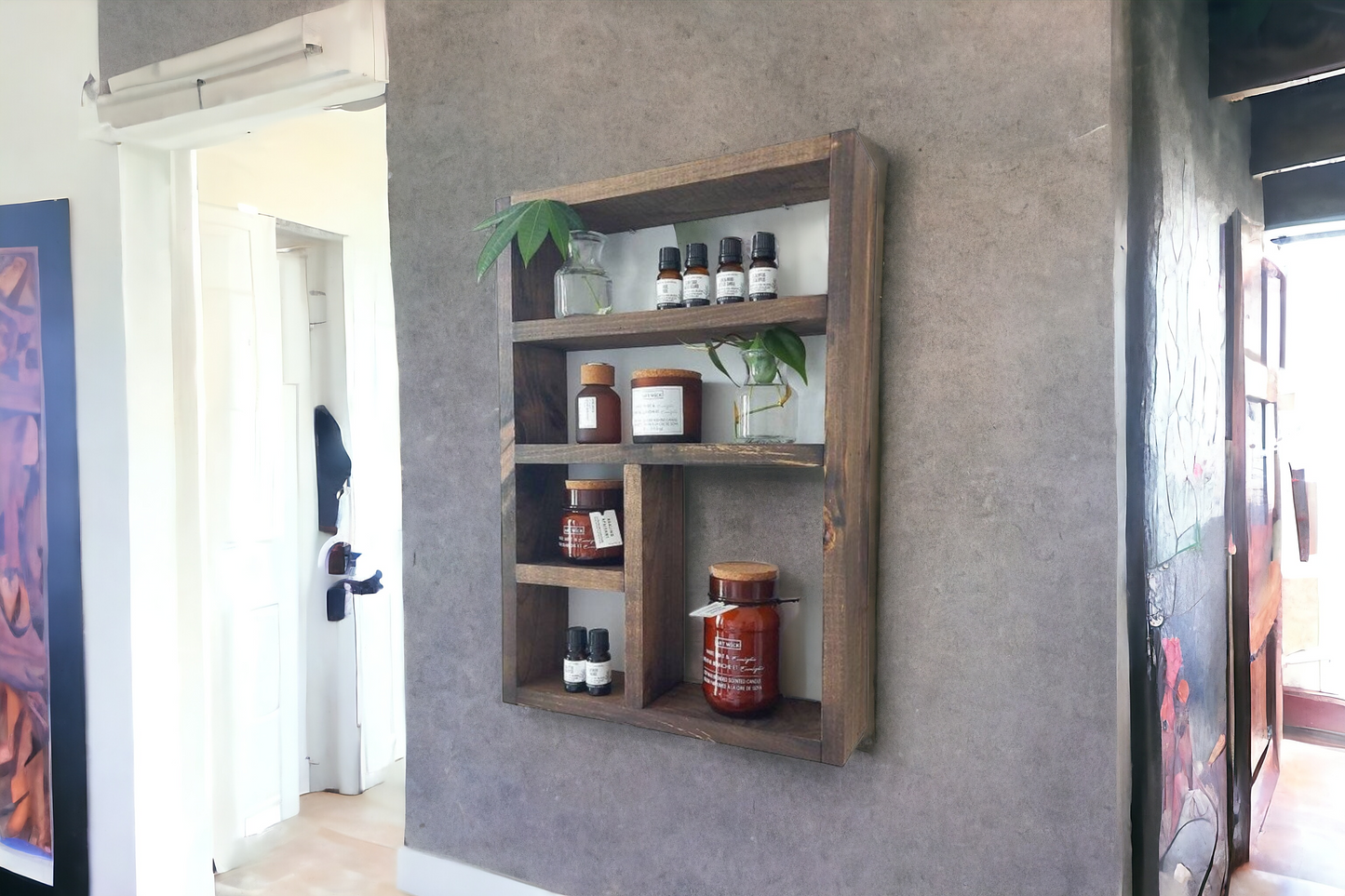 Essential Oils Shelf - Wood Wall Decor - Aromatherapy Shelf - Essential Oils Display - Succulent Display