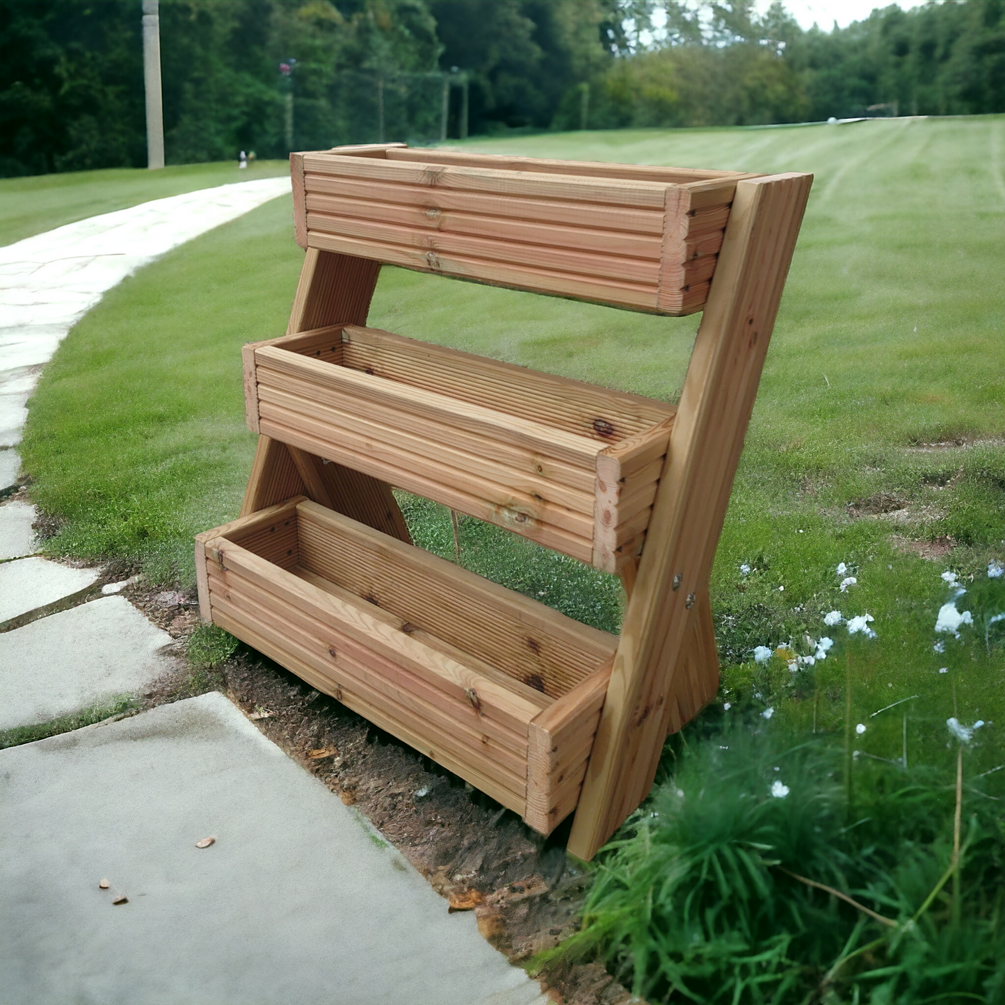 Tiered free standing wooden garden planter