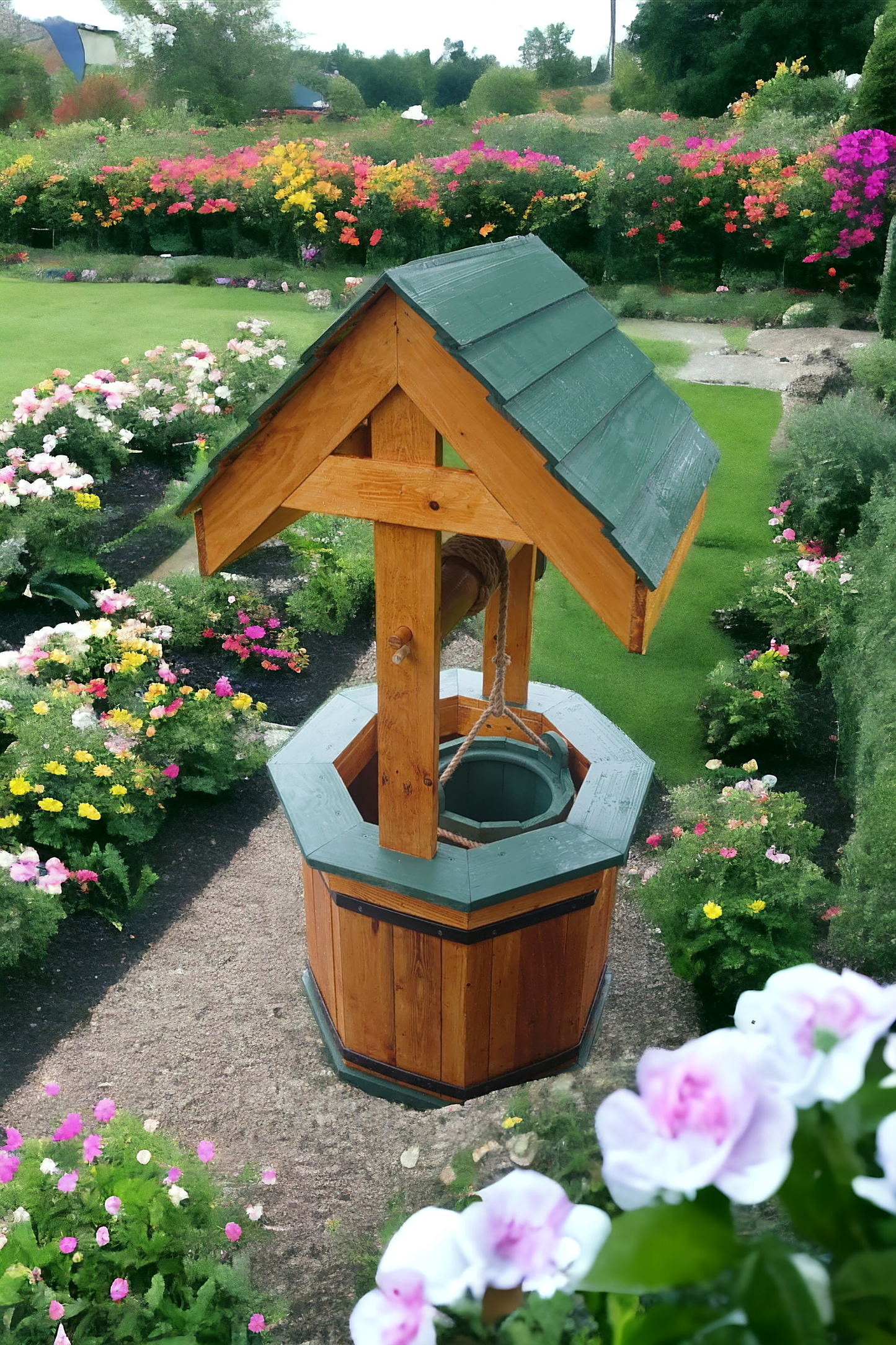 Handcrafted Wishing Well 110cm tall , Garden decoration Ornaments