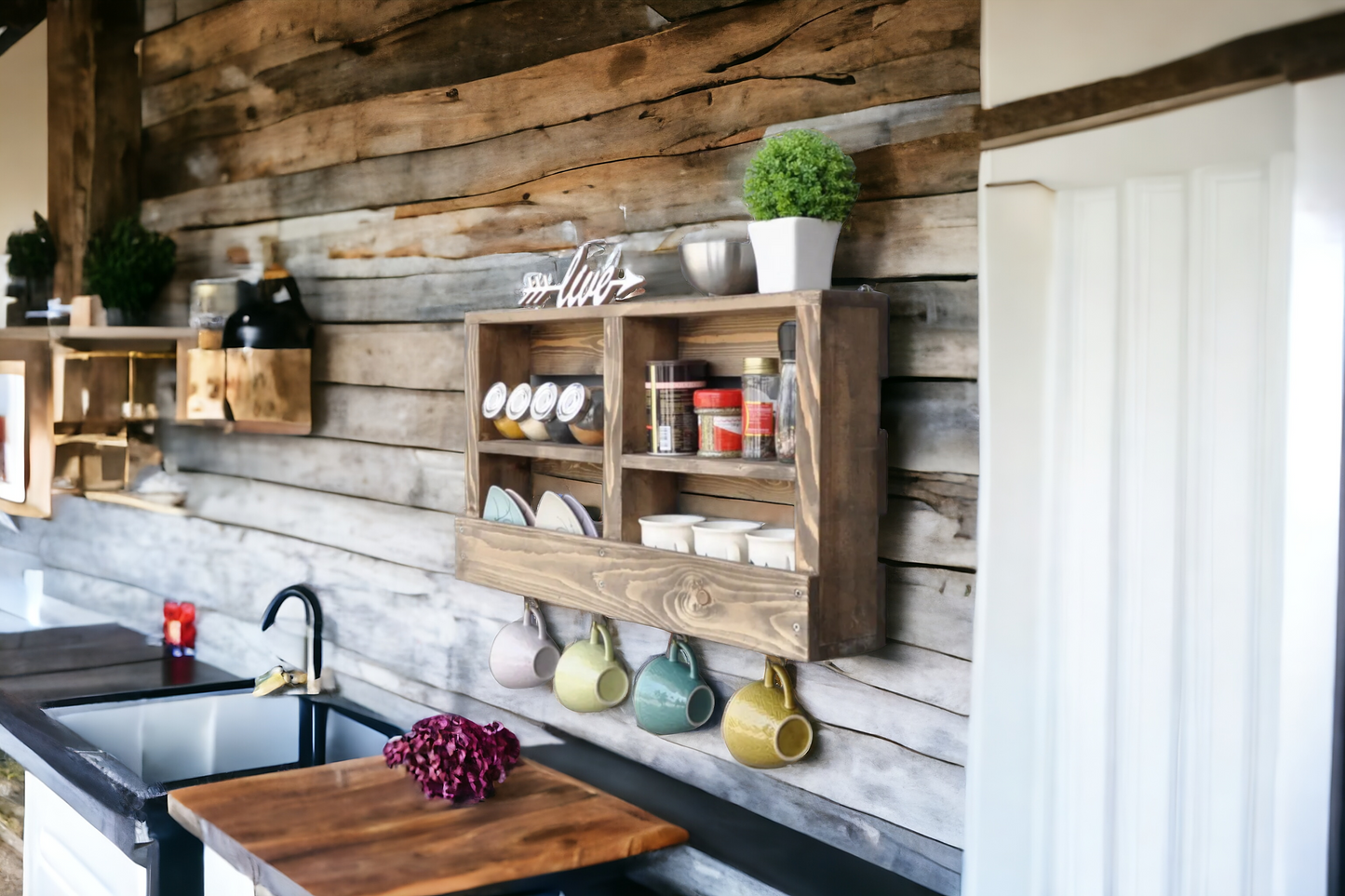 Decorative rustic wall shelf