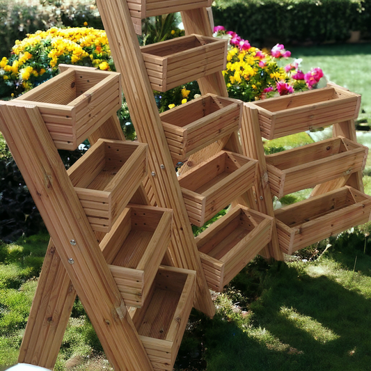 Tiered free standing wooden garden planter