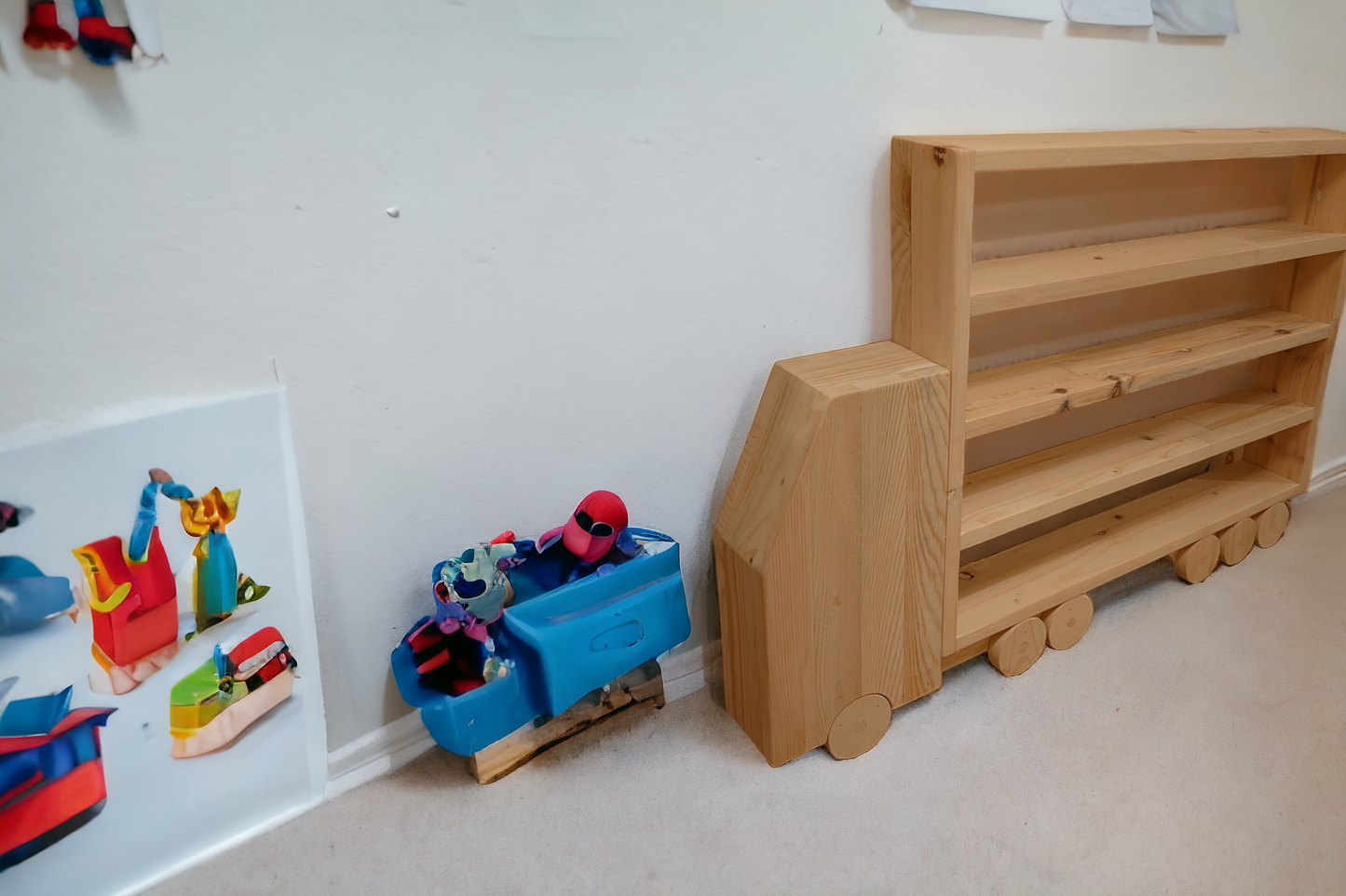 Storage Shelf Garage Lorry for Toys, Cars, Trains, Minifigures Lego Marvel, Wooden Display Wall Shelf, Wall Shelving Unit