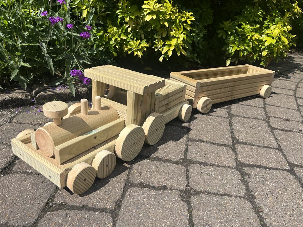 Wooden Train Planter Garden Decoration