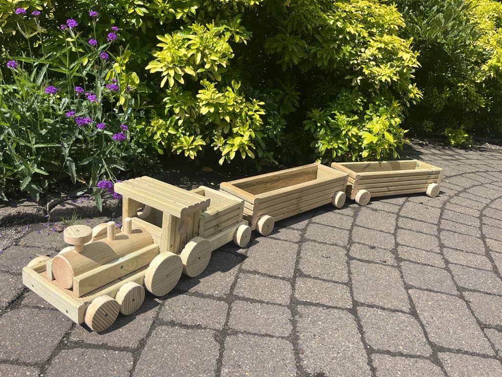 Wooden Train Planter Garden Decoration
