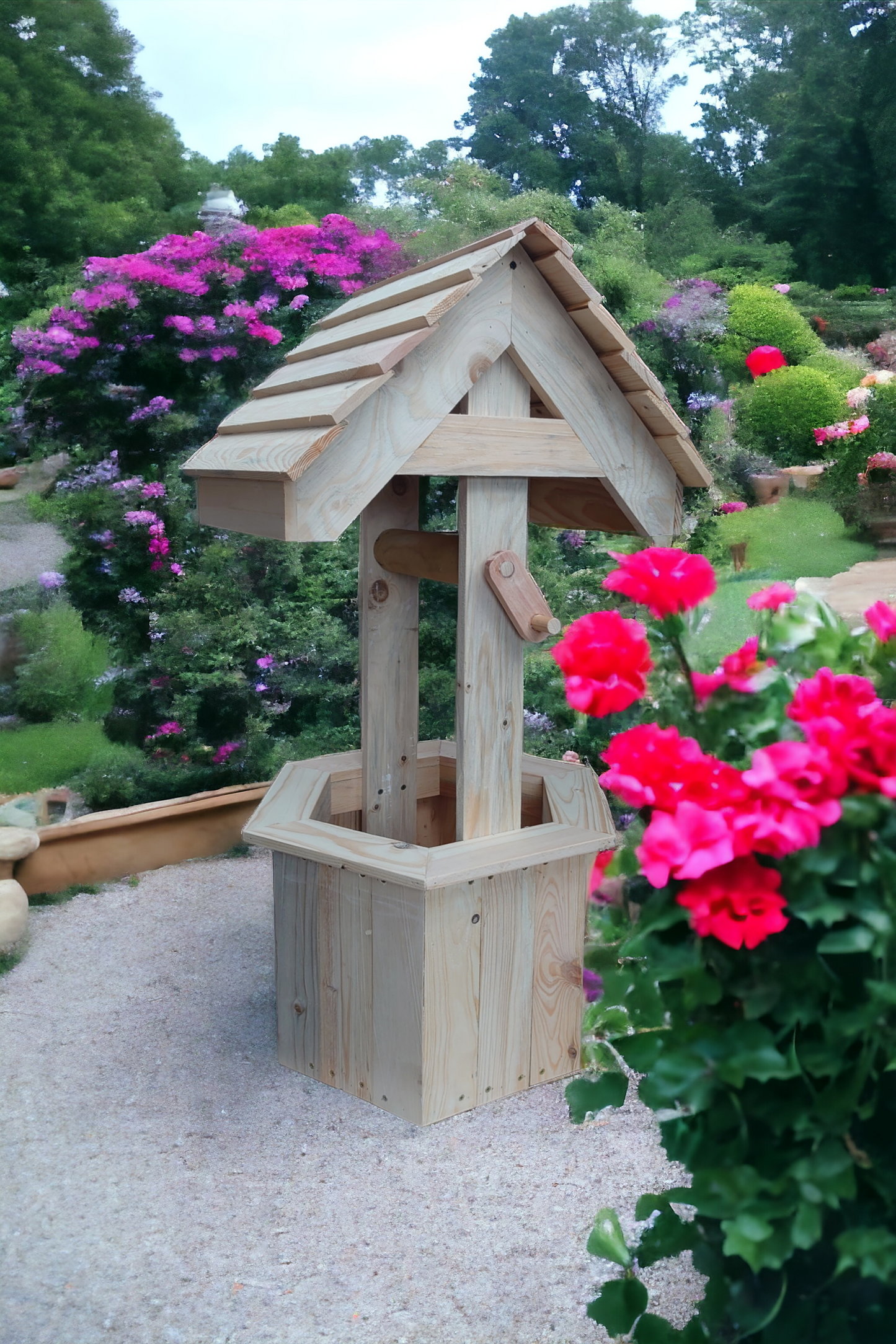 Handcrafted Wishing Well 110cm tall , Garden decoration Ornaments