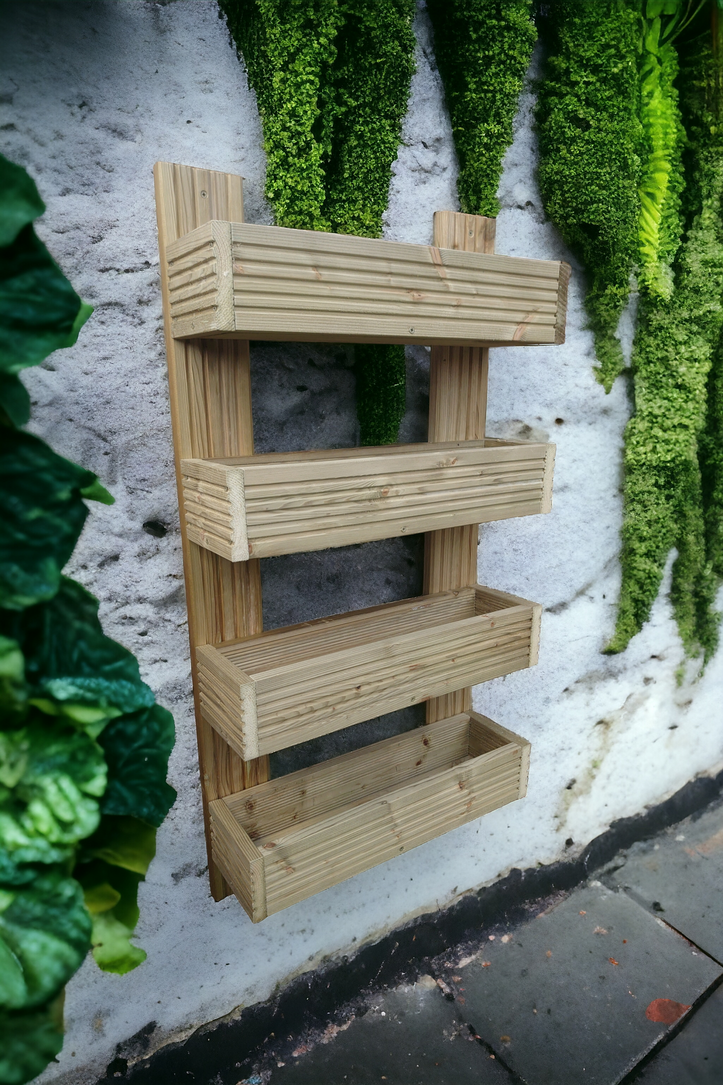 60 cm wide Vertical tiered wooden garden planter, Outdoor Herb Flower Planter,