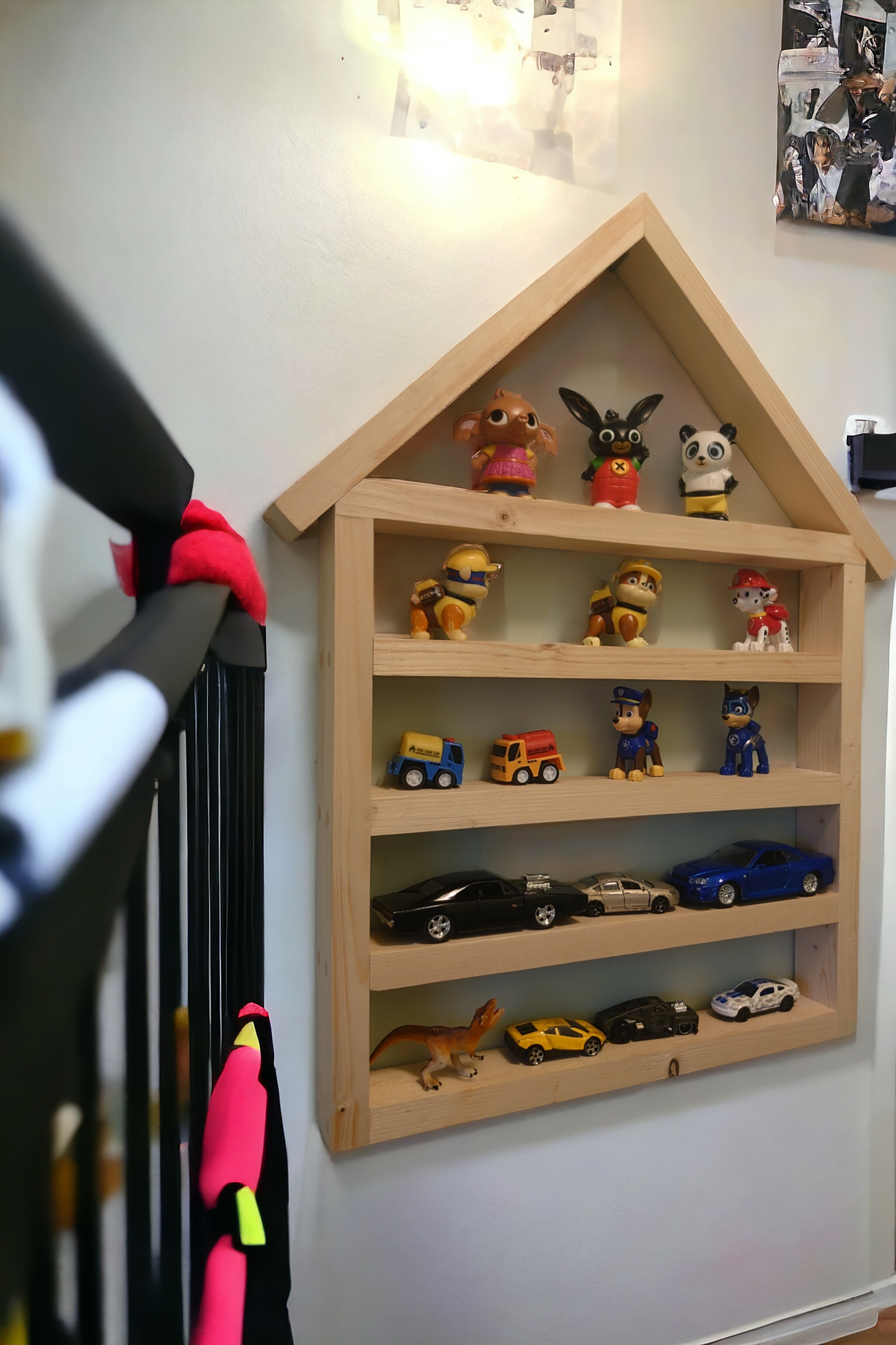 Toy Car Storage, Wooden Display Wall Shelf, Garage, Wall Shelving Unit