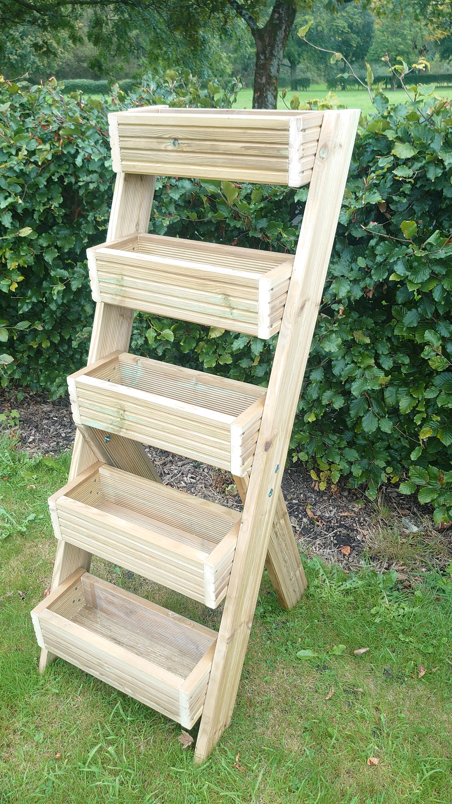 Tiered free standing wooden garden planter