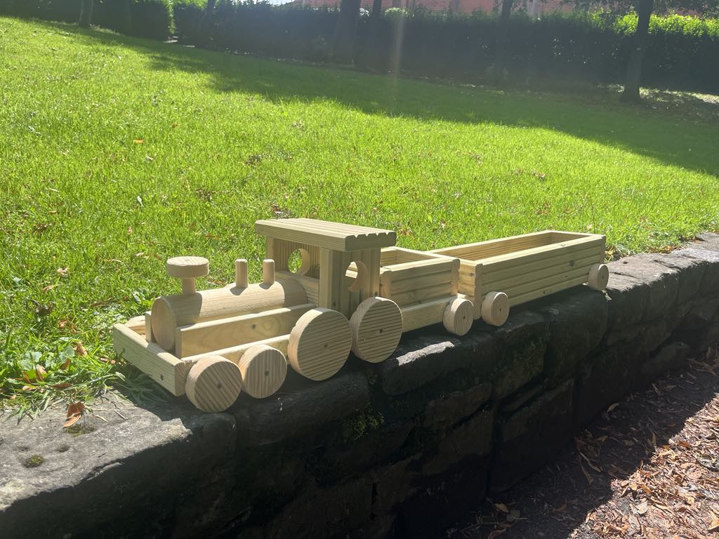 Wooden Train Planter Garden Decoration