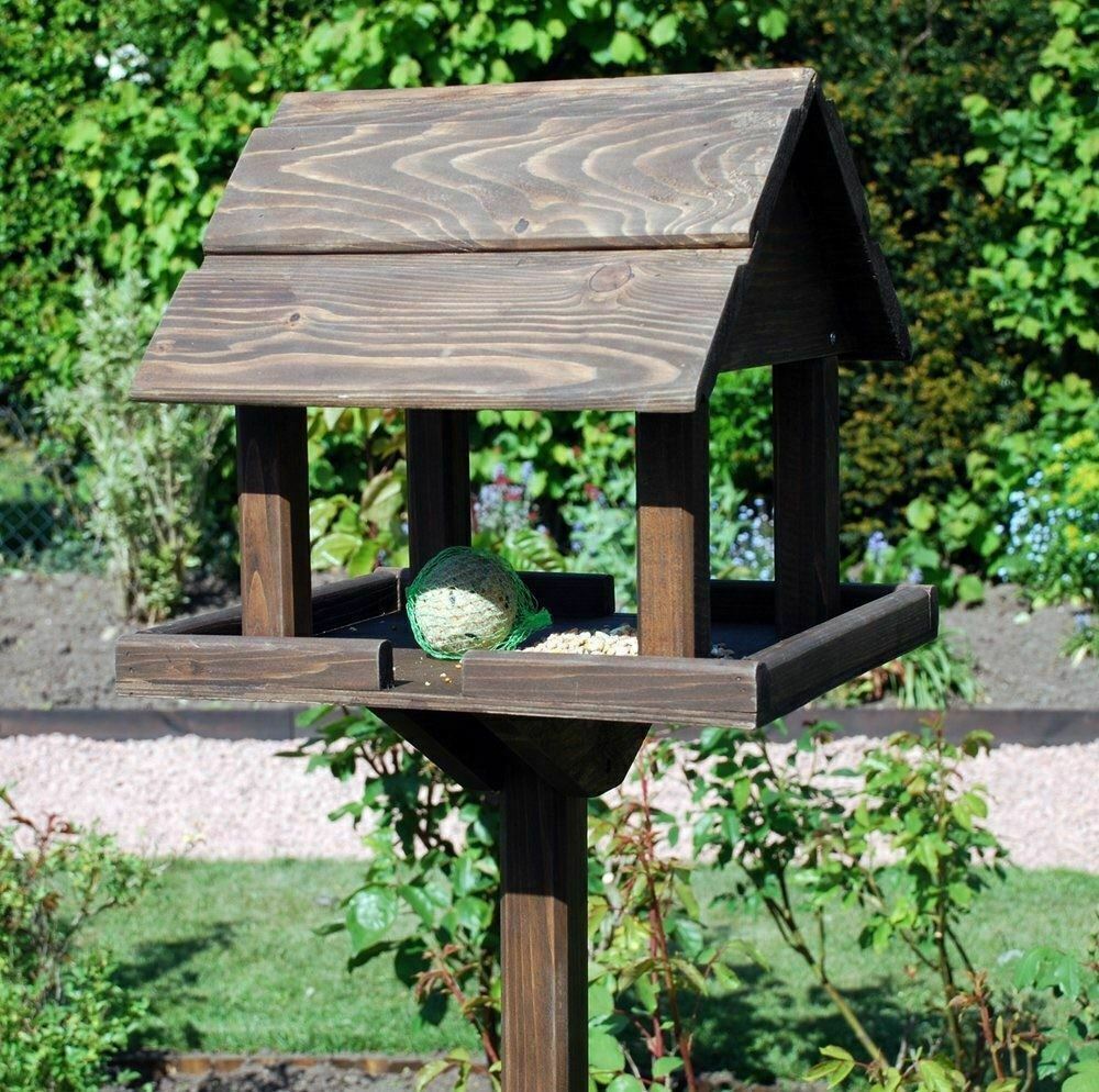 Wooden Wild Bird Table Premium Garden Birdhouse Feeder Feeding Station Standing