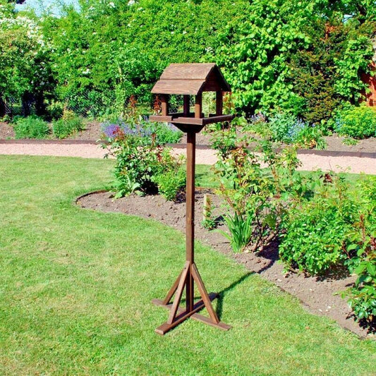 Wooden Wild Bird Table Premium Garden Birdhouse Feeder Feeding Station Standing