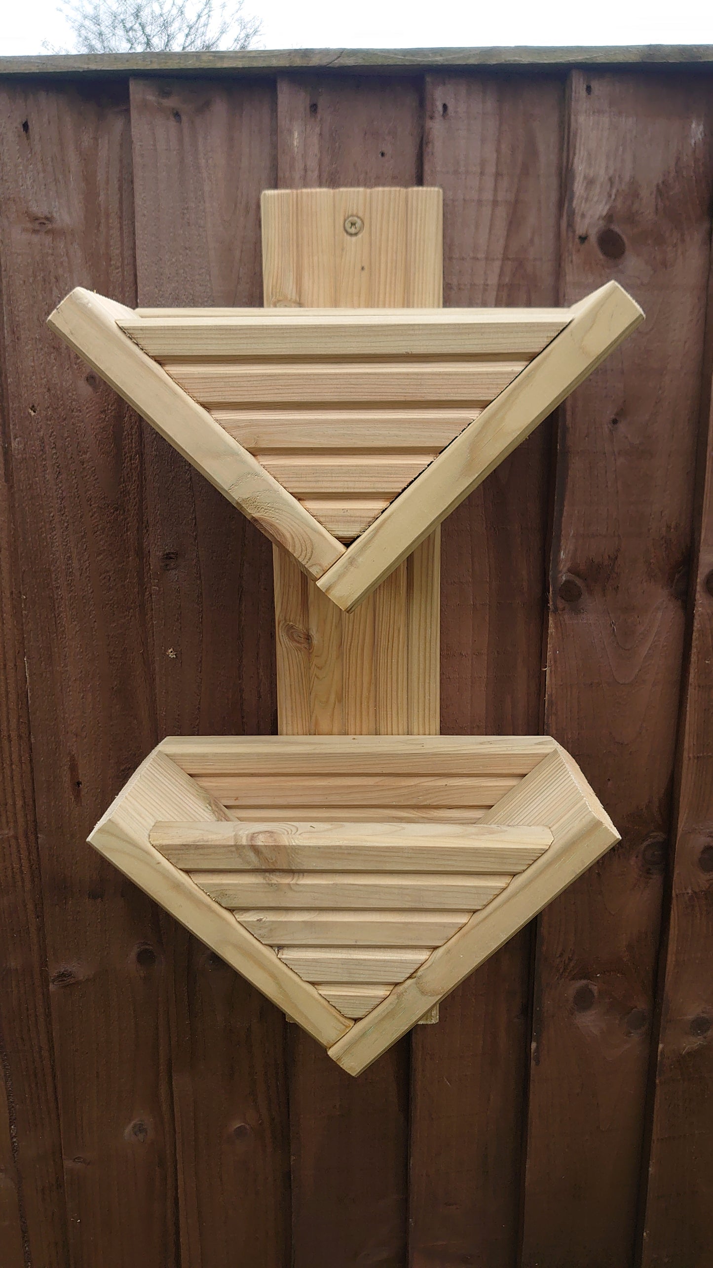 Wooden Triangle - Wall Hanging Herb V Planters Pots Fence Post - Vertical Gardening