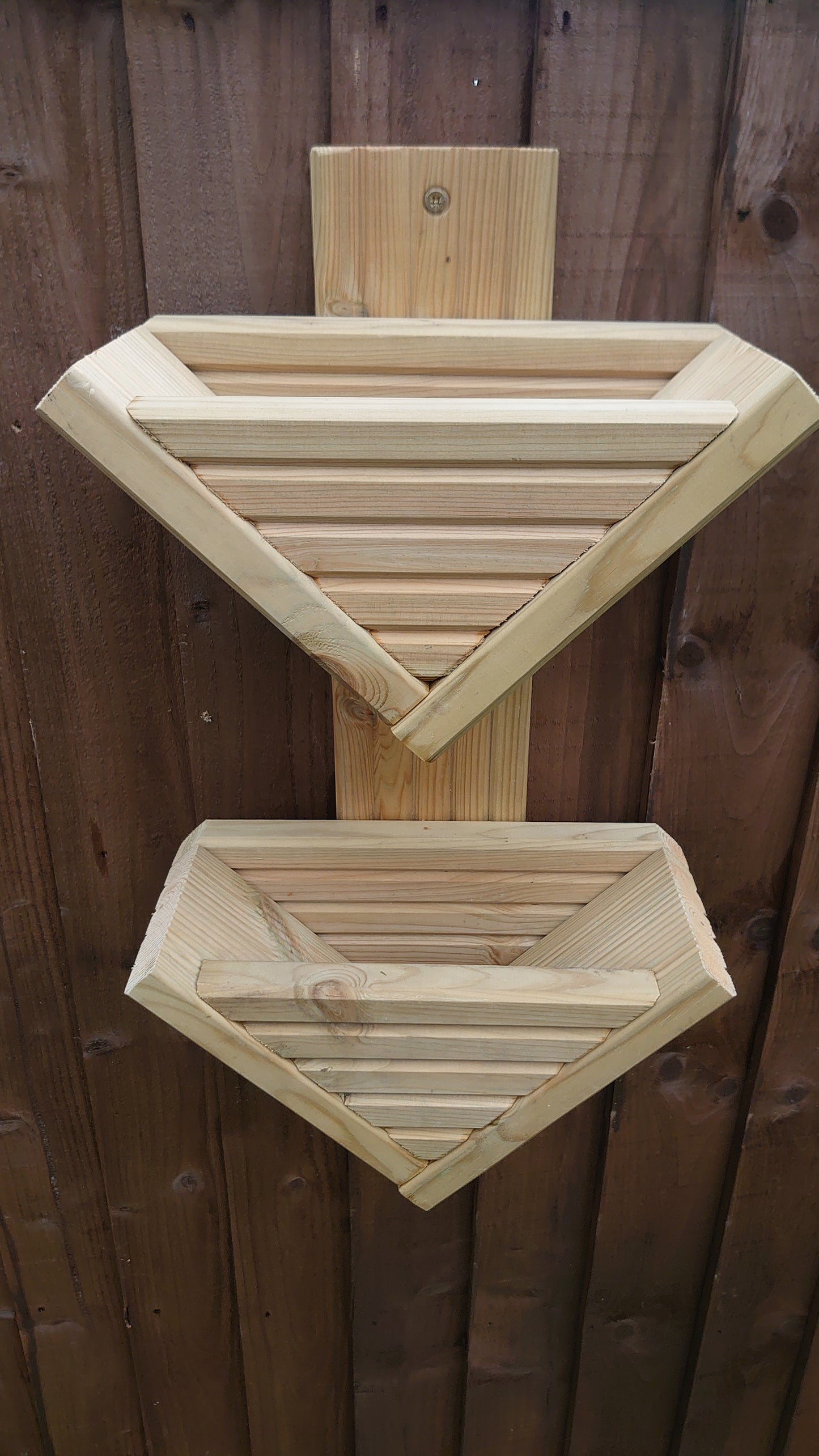 Wooden Triangle - Wall Hanging Herb V Planters Pots Fence Post - Vertical Gardening